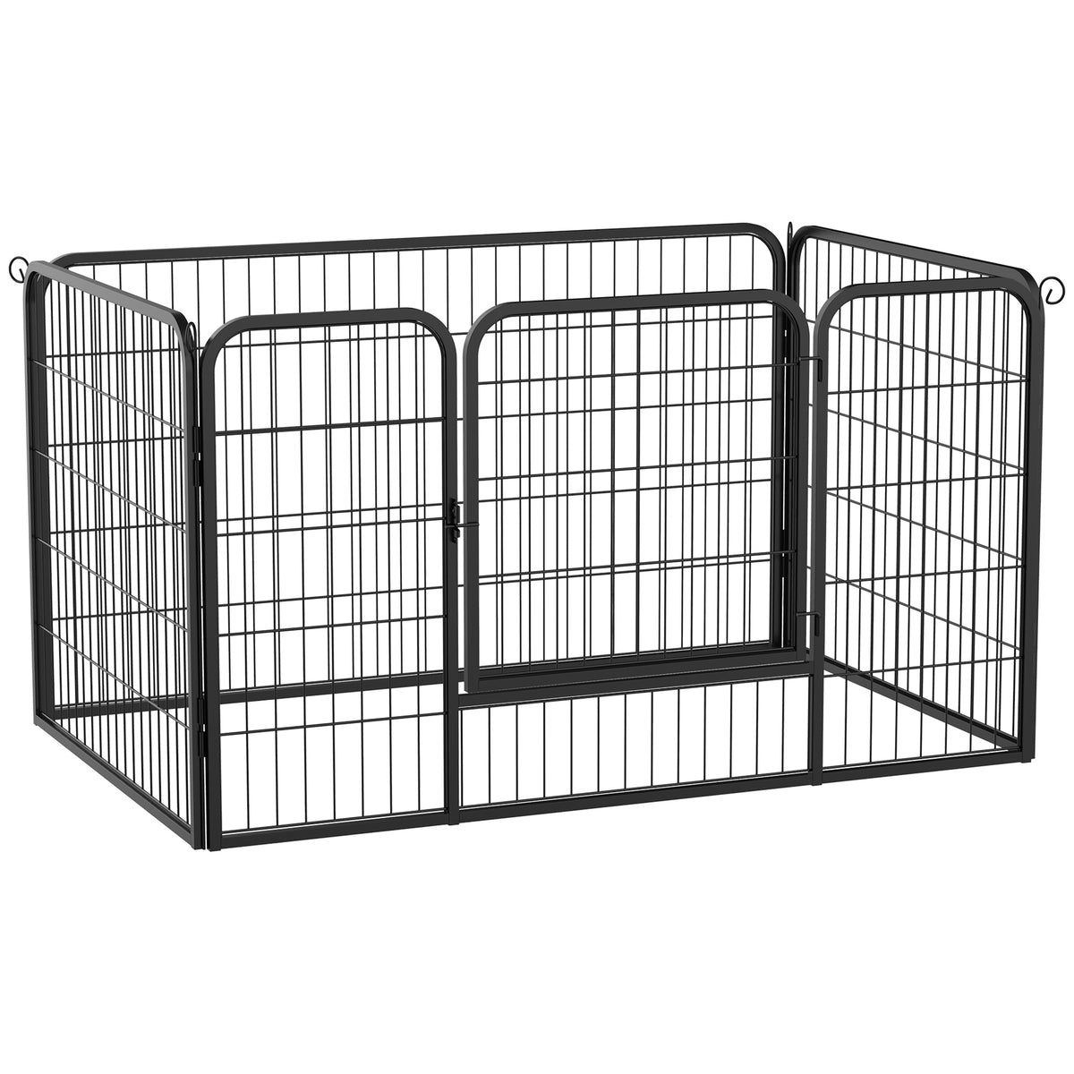 Heavy Duty Dog Pet Puppy Metal Playpen Play Pen Rabbit Pig Hutch Run Enclosure Foldable Black Large, 125 x 80 x 70 cm