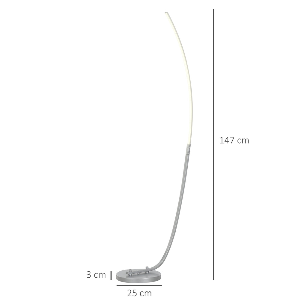 LED-Flurlampe mit anpassbarer Helligkeit, Moderne Stehlampe mit Fußschalter für Schlafzimmer, Wohnzimmer, Silber