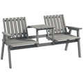2-Seater Garden Loveseat with Table and Parasol Hole for Porch, Patio, Grey