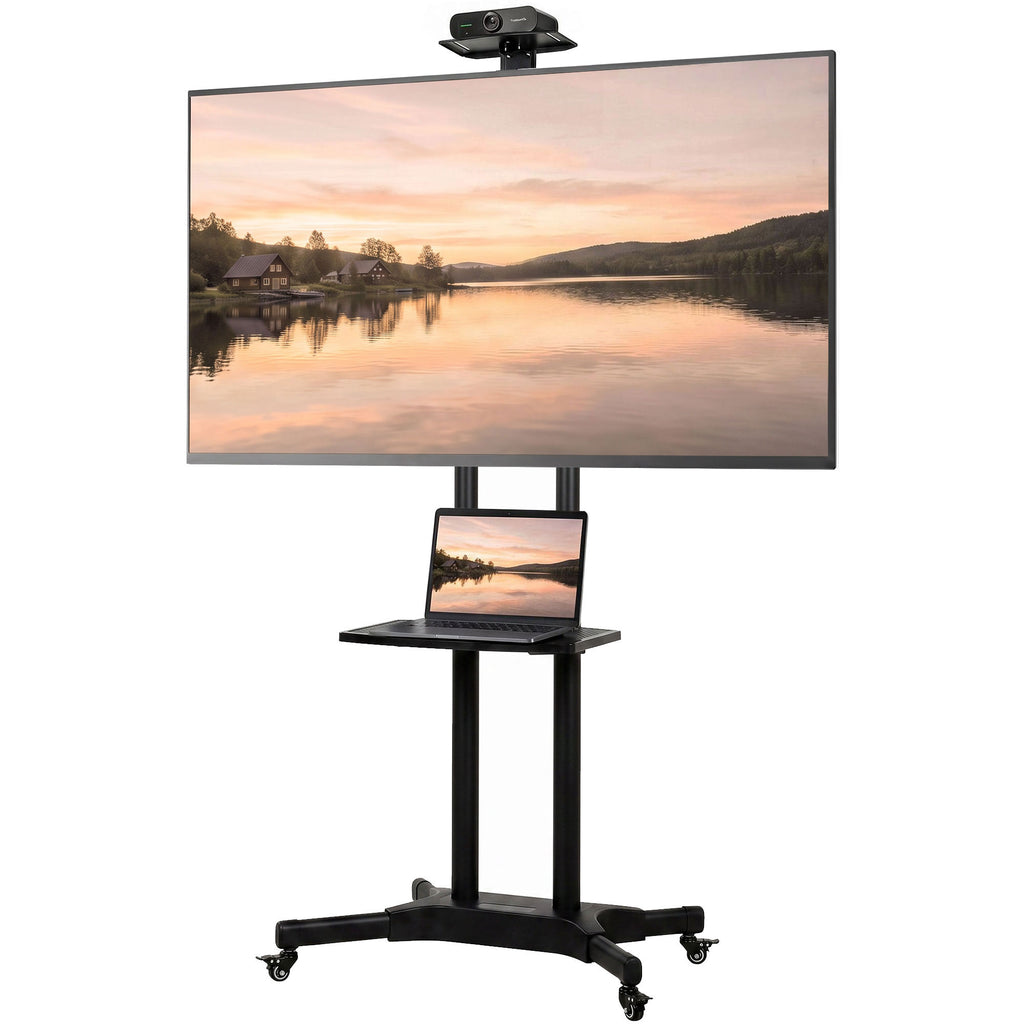 TV Ständer Rollbar für 32-75 Zoll Fernseher Höhenverstellbarer Fernsehständer mit 2 Ablagen, Metall, max. VESA 400x600mm