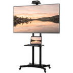TV Ständer Rollbar für 32-75 Zoll Fernseher Höhenverstellbarer Fernsehständer mit 2 Ablagen, Metall, max. VESA 400x600mm