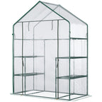  Foliengewächshaus begehbares Gartenhäuschen Tomatengewächshaus Treibhaus Frühbeet mit 6 Regalen Transparent Stahl PVC-Kunststoff 142 x 73 x 195 cm