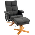 Massagesessel mit Hocker, 145° Neigbarer Relaxsessel mit Massagefunktion, Stauraum, Kunstleder, 80 x 86 x 99 cm, Schwarz
