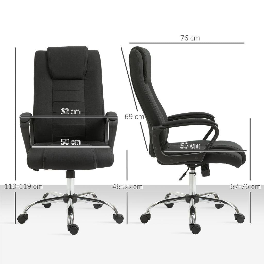 B¨¹rostuhl Ergonomischer Schreibtischstuhl mit Armlehne, H?henverstellbarer Drehstuhl mit Leinenoptik, Gepolstert Computerstuhl, Schwarz
