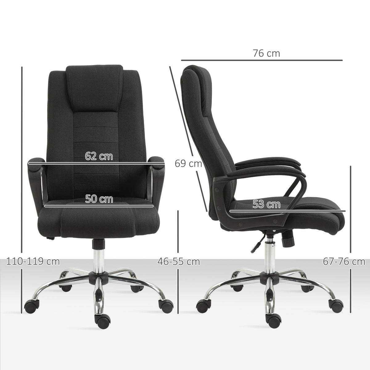 B¨¹rostuhl Ergonomischer Schreibtischstuhl mit Armlehne, H?henverstellbarer Drehstuhl mit Leinenoptik, Gepolstert Computerstuhl, Schwarz