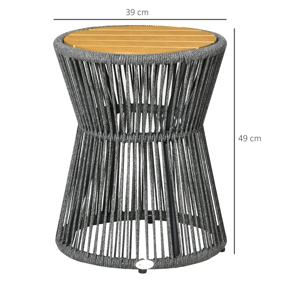 Gartentisch im Boho-Stil, wetterbest?ndig, PE-Rattan, 39 cm x 39 cm x 49 cm, Schwarz + Natur