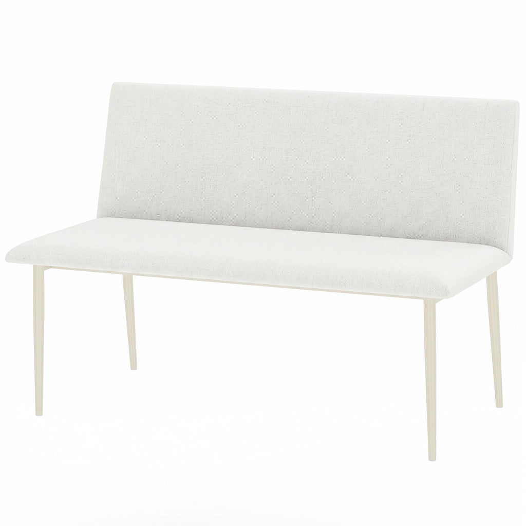Esszimmerstuhl ohne Armlehnen, Stoff in Leinenoptik, Küchenstuhl mit Rückenlehne und Metallbeinen, für Wohnzimmer, Creme