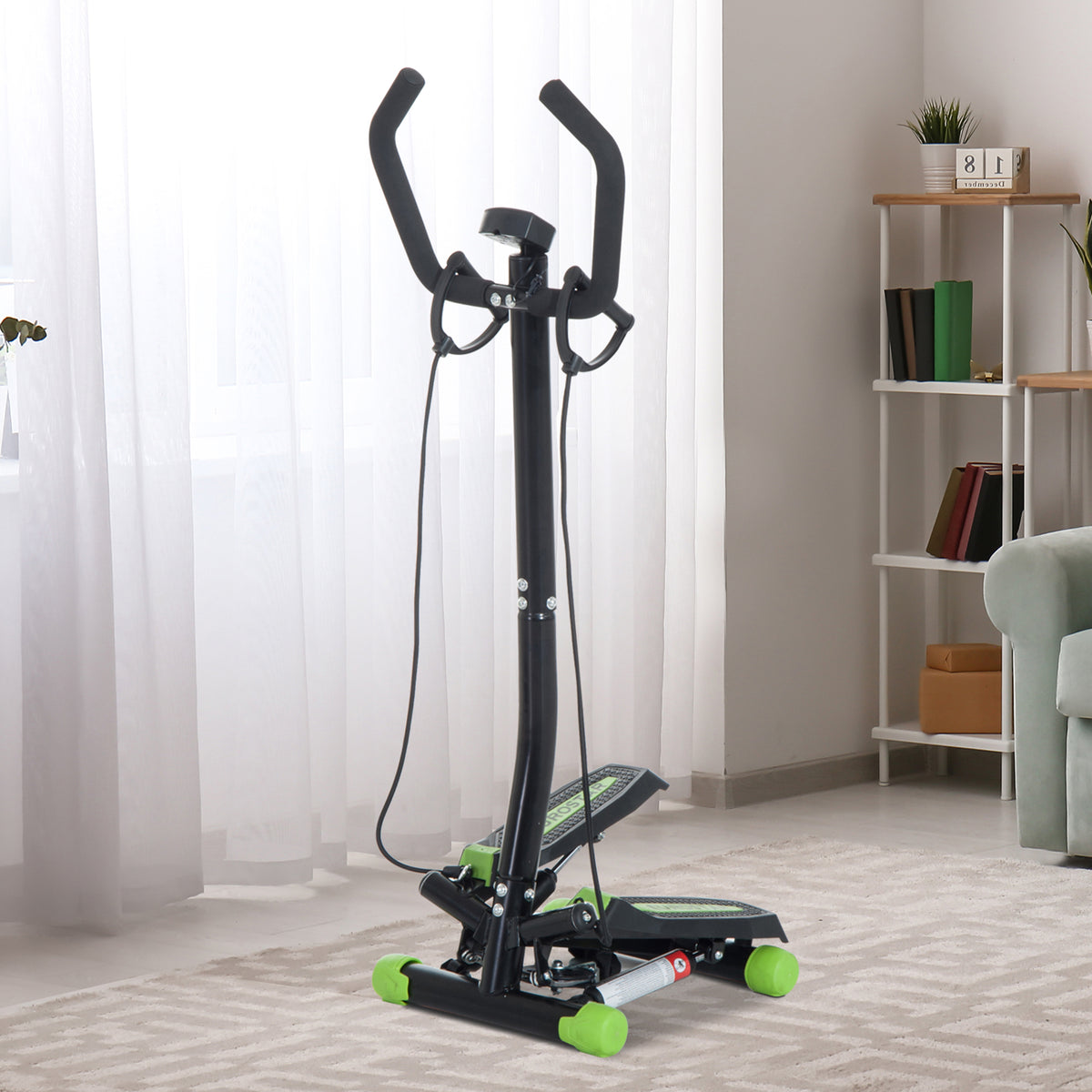  Stepper Sidestepper mit Haltegriff Trainingsbänder Heimtrainer LCD Display Stahl