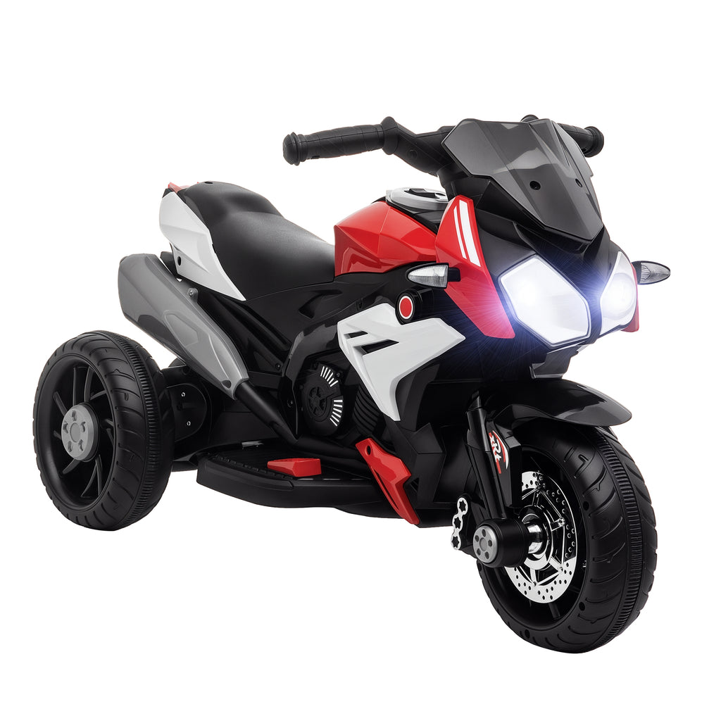 Elektro-Kindermotorrad, Lichter & Geräusche, 3 km/h, wiederaufladbar, Kunststoff & Metall, Schwarz/Rot