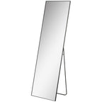Full Length Mirror, Aluminium Alloy Framed Full Body Mirror with Tempered Glass, Standing or Wall Hanging, Black
