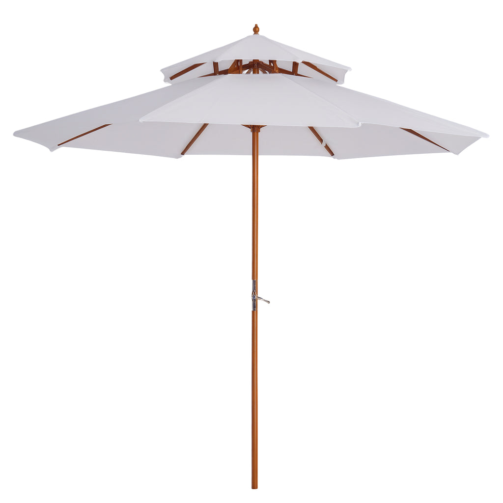 2.7m Elegant Wooden Frame Parasol Umbrella - White