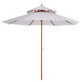 2.7m Elegant Wooden Frame Parasol Umbrella - White