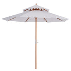 2.7m Elegant Wooden Frame Parasol Umbrella - White