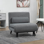 Klappsessel mit Bettfunktion, klappbarer Relaxsessel in Leinenoptik, Verstellbare R¨¹ckenlehne, 75 x 70 x 75 cm, Dunkelgrau