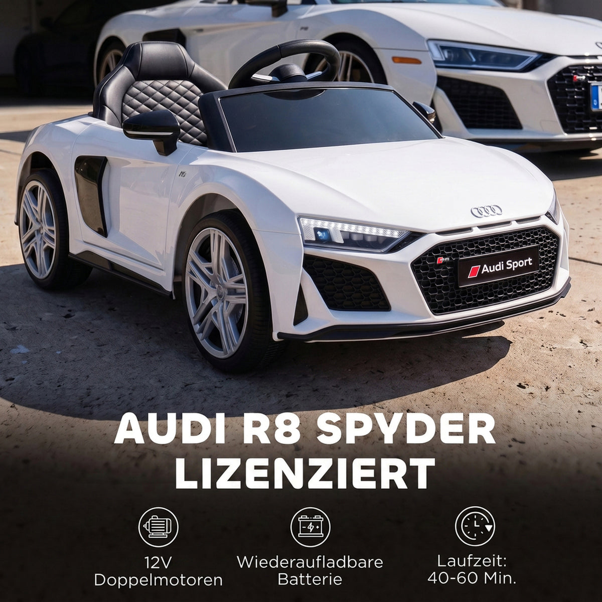 Kinder Elektroauto Audi R8 12V Kinderauto Fernbedienung Weiß