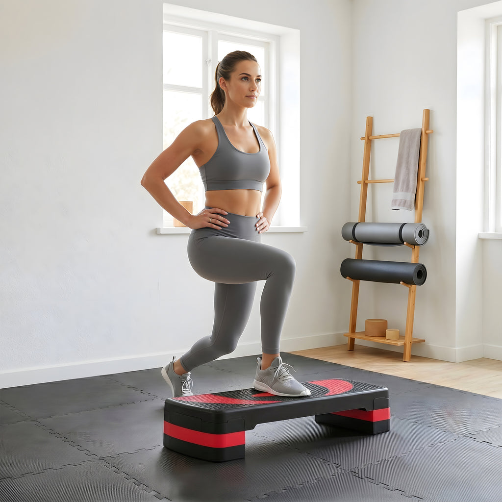 Aerobic-Stepper, h?henverstellbar, f¨¹r Indoor und Outdoor, Belastbarkeit bis 150 kg, 80 x 31 x 10-20 cm, Rot
