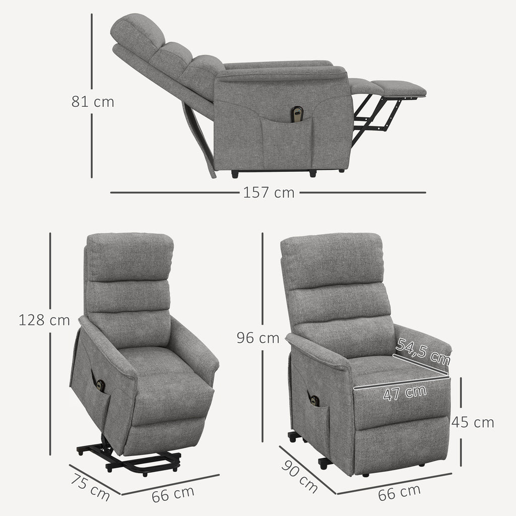 Relaxsessel mit Aufstehhilfe, verstellbare R¨¹ckenlehne/Fu?st¨¹tze, bis 120 kg, 66 x 90 x 96 cm, Grau
