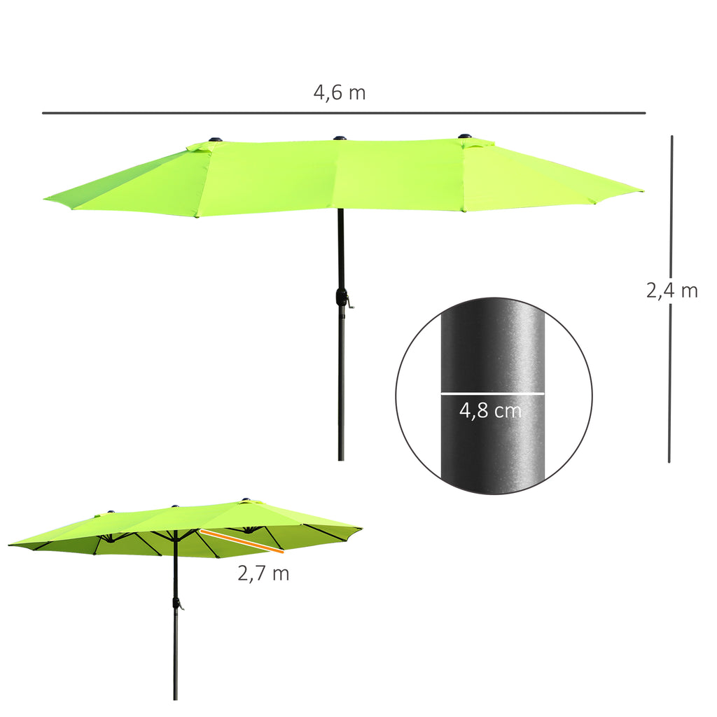 4.6m Double Garden Parasol - Green