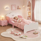 Kinderbett, 140 x 70 cm Bettgestell mit hohen Schutzgitter für Kinder von 3-6 Jahren, ohne Matratze, Rosa