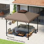 Ersatzdach für Pavillon 3x3m Wasserabweisend Pavillondach mit Doppeldach Wasserablauflöchern Khaki