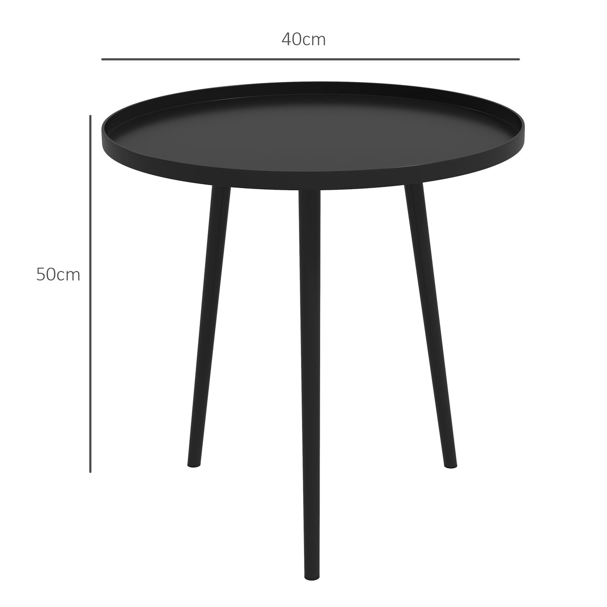 Outdoor Beistelltisch, Gartentisch, runder Terrassentisch, Stahl, Ф40 x 50Hcm, Schwarz
