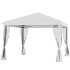 Faltpavillon, Faltzelt mit Seitenw?nden inkl. Tragetasche, Gartenpavillon, Metall, Oxfordstoff, 3 x 3 m, Cremewei?