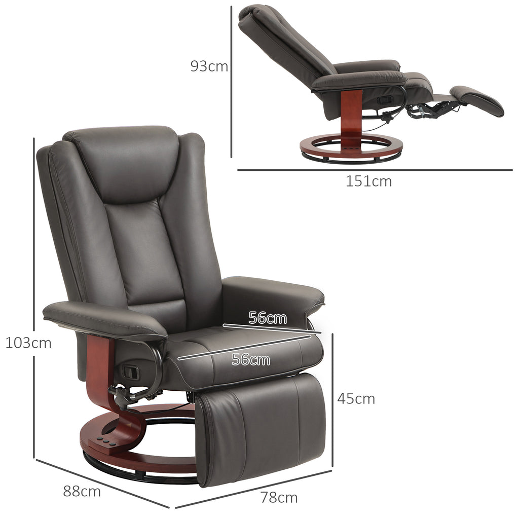 Relaxsessel mit Liegefunktion, drehbar, bis 150 kg, Kunstlederbezug, Stahlrahmen, Braun