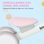 Kids Balance Bike for 1-3 Years Old with Adjustable Seat, Silent Wheels, Pink