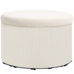 Fußhocker mit 97 L Stauraum, Cordstoff, Schaumstoff, Sitzhocker, Beige