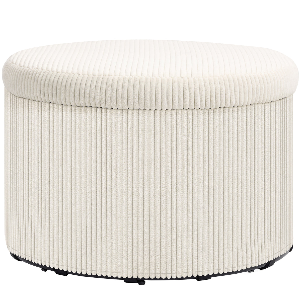 Fußhocker mit 97 L Stauraum, Cordstoff, Schaumstoff, Sitzhocker, Beige