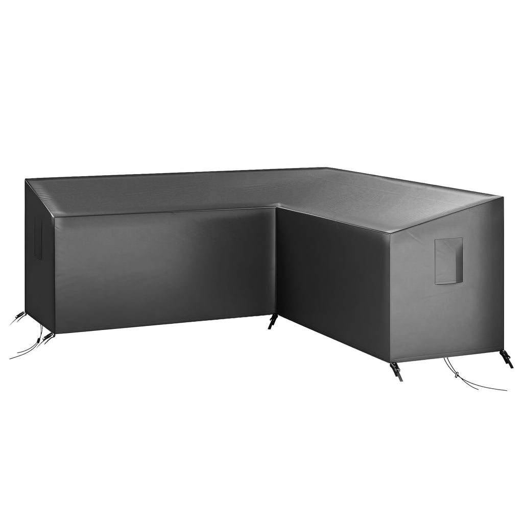 V-Shaped Patio Furniture Cover, Waterproof Outdoor V-Shaped Sectional Sofa Cover, Anti-UV with Air Vent, Black