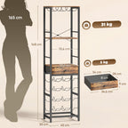 Weinbar-Schrank mit Schublade, Industrieller Barschrank, Weinregal für 12 Flaschen, Glashalter, Rustikal Braun
