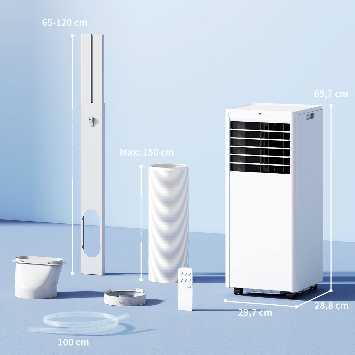Tragbares Klimagerät 7000 BTU, 4-in-1 Klimaanlage mit Kühlung, Entfeuchter, Ventilator, Schlafmodus