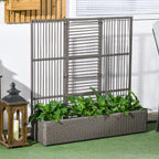 Blumenkasten mit Spalier, wetterfest, Polyrattan, 103 x 29 x 103 cm, Grau