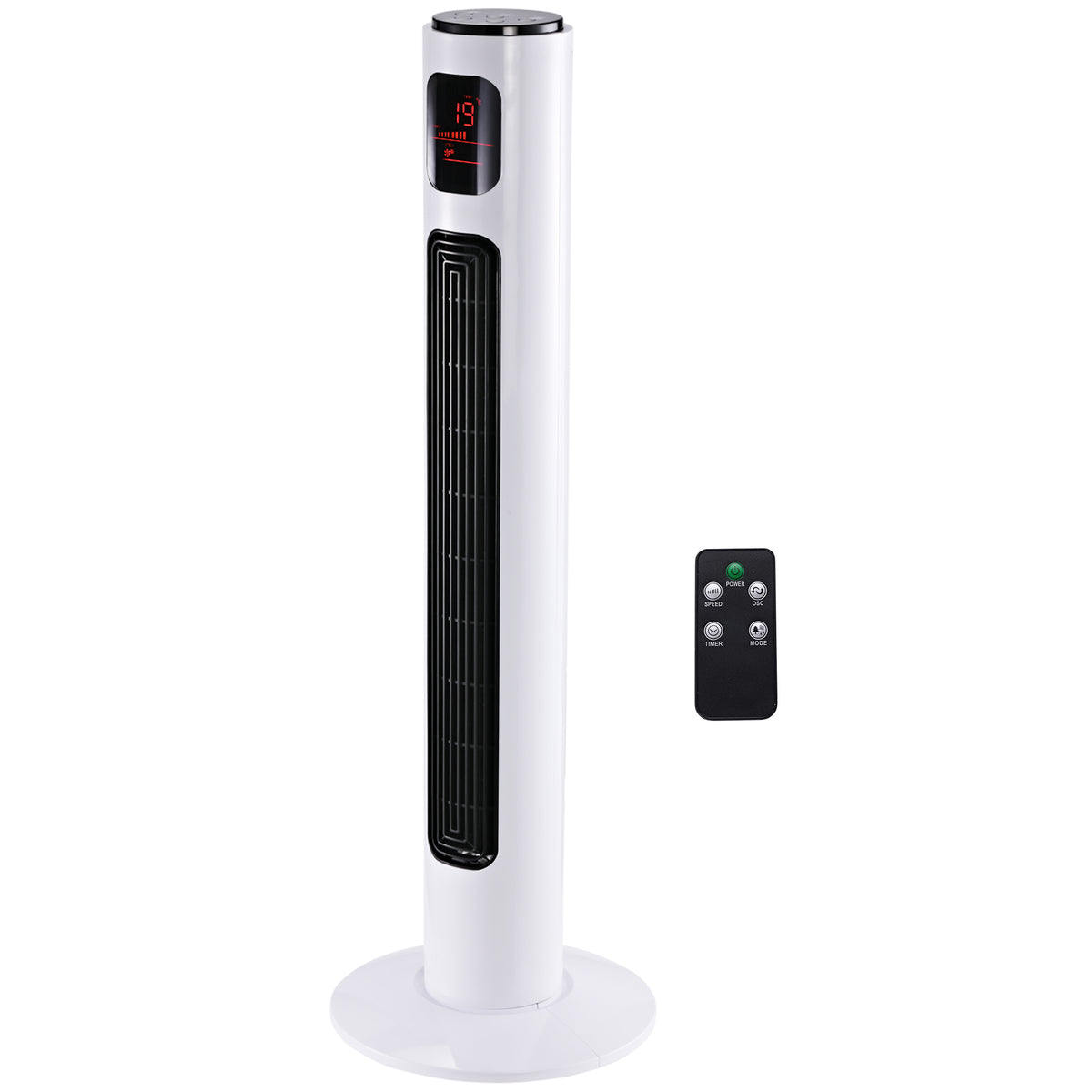 Turmventilator mit Fernbedienung 70° oszillierender 96 cm Standventilator Säulenventilator 45 W mit 3 Modi 3 Geschwindigkeiten Timer Weiß