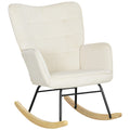 Schaukelstuhl, dicke Polsterung, breite Rückenlehne, Buchenholz/Stahlrahmen, bis 120 kg, Beige