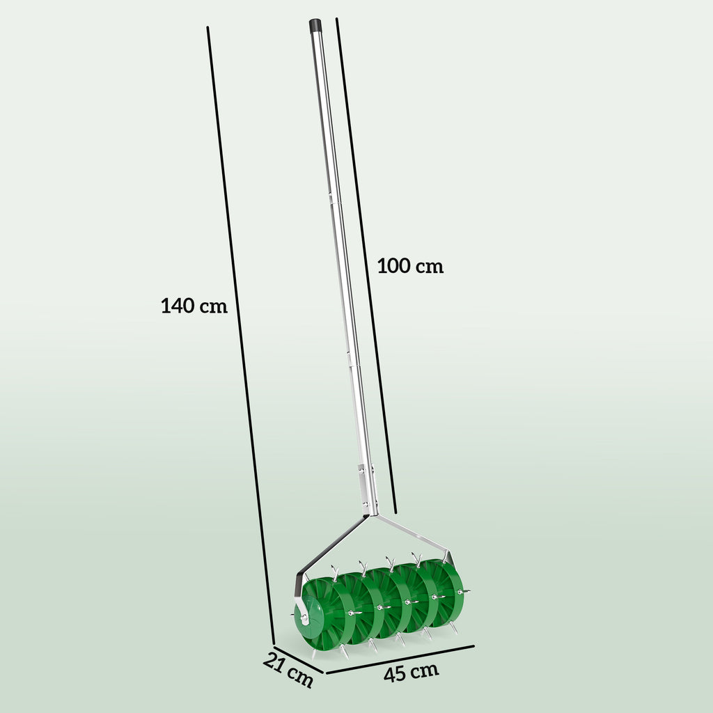 Rasenl¨¹fter Aerifizierer f¨¹r Rasen 45cm Breite Manuell Rasenbel¨¹fter mit 30 Eisenspikes Stahl Dunkelgr¨¹n