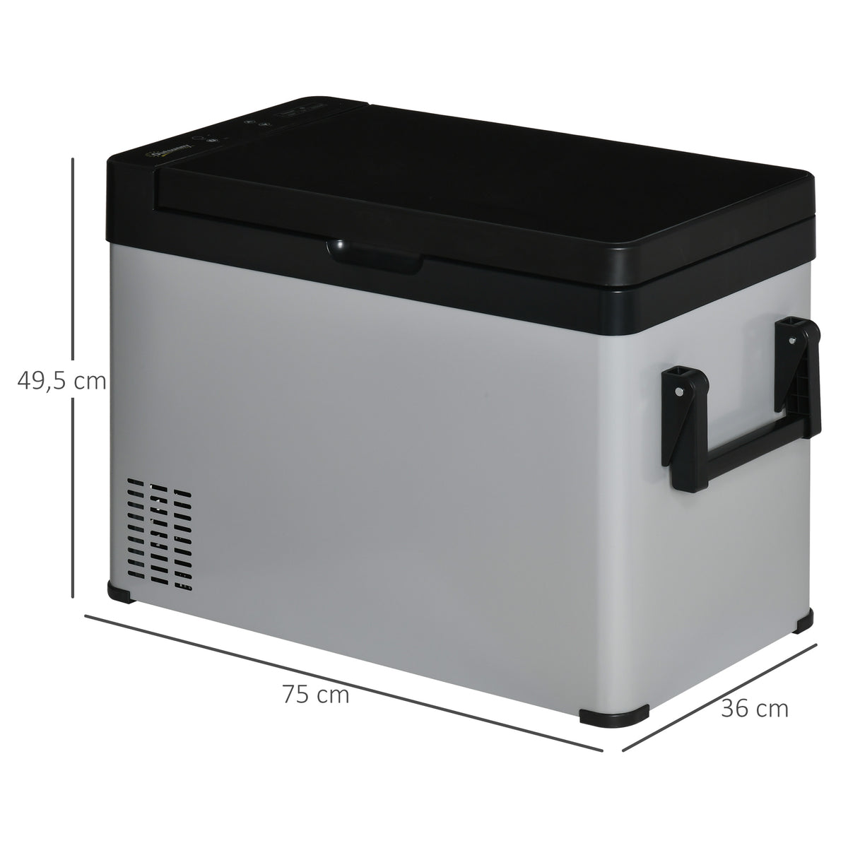 Kühlbox Auto 50L mit LCD-Anzeige 2 Modi Kompressor Autokühlschrank mit Griffe Boot Camper Reisen 12/24V DC und 110-240V AC Grau+Schwarz
