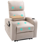 Massagesessel Relaxsessel Liegesessel, 1 Klapptisch, 1 Fußstütze; 77 cm x 93 cm x 105 cm, Beige