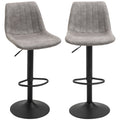2er-Set Barhocker im Retrodesign, inkl. Fußstütze, höhenverstellbar, Gaslift, Grau + Schwarz