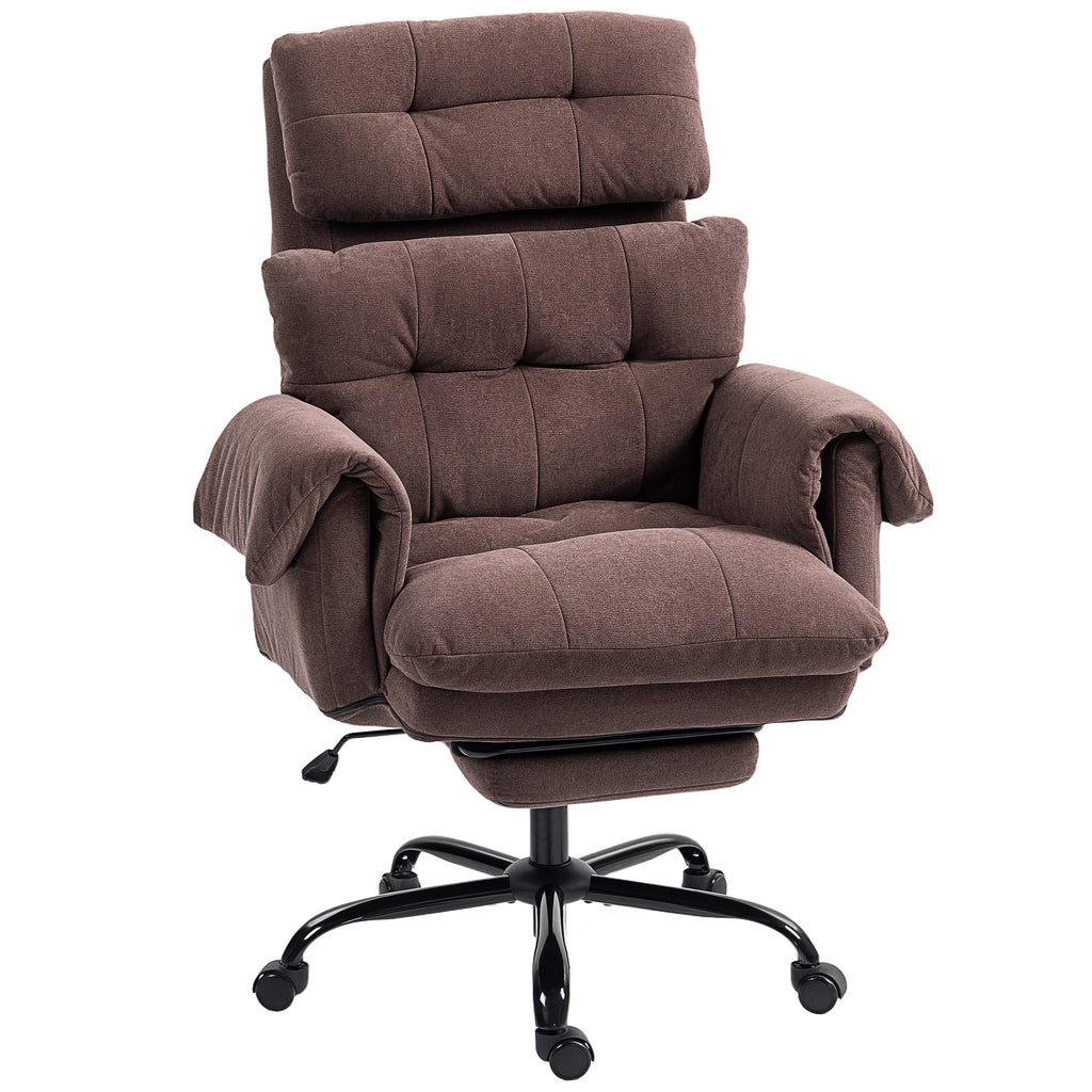 B¨¹rostuhl mit verstellbarer R¨¹ckenlehne, rollbarer Polsterstuhl, Polstersessel, h?henverstellbar, Stahl, Braun