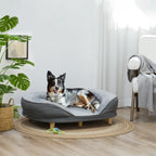Hundebett für Hunde bis 25 kg, abnehmbarer Bezug, rutschfeste Füße, 90 x 78 x 25 cm, Grau