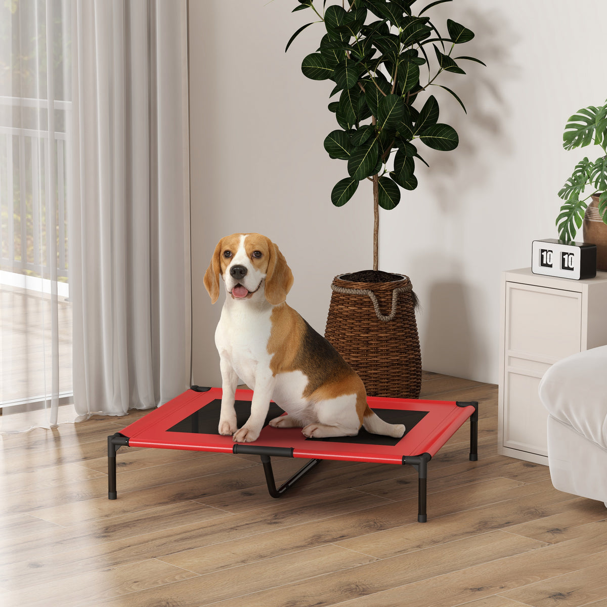 Hundebett, Hundeliege, robust, erh?ht & wetterfest, bis 50 kg, 92x76x18cm, Rot