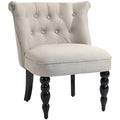 Sessel Wohnzimmer Loungesessel Vintage Relaxsessel mit Holzbeine Lesesessel mit Leinenoptik, Polstersessel für Schlafzimmer Beige