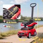 2 in 1 Baby Ride on Push Car Mercedes-Benz C-Class Licensed Walker Foot to Floor Push-Along with Removable Handle, Red