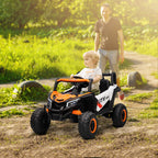 12V Elektroauto f¨¹r Kinder, Fernbedienungsfunktion, Gurt, Hupe, LED-Lichter, USB-Port, f¨¹r 3-5 Jahre, Orange