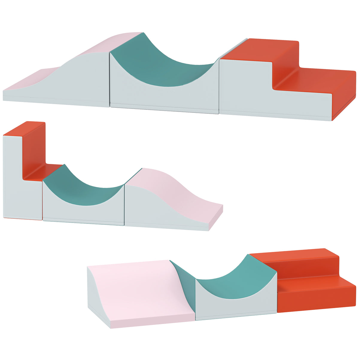 3-teiliges Kletter- und Krabbelset f¨¹r Kleinkinder, Kunstleder, Schaumstoff, Hellgrau