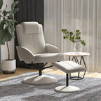 Relaxsessel mit Hocker, 360°drehbarer Fernsehsessel mit Liegefunktion, TV Sessel, Kunstleder, Lesesessel für Wohnzimmer, Schlafzimmer, Grau