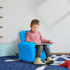 Kids Recliner Chair, PU Leather with Adjustable Backrest, Footrest, Padded Headrest, Blue