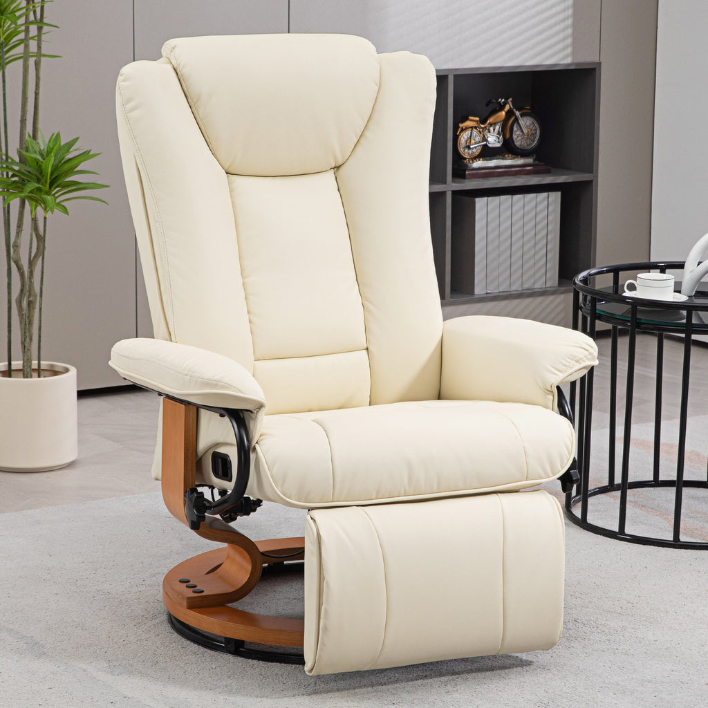 Relaxsessel mit Liegefunktion, drehbar, bis 150 kg, Kunstlederbezug, Stahlrahmen, Cremewei?